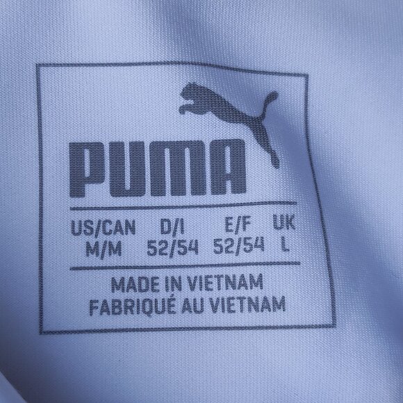 Puma Golf Polo Shirt men's siz M white colour with grey and red and blue stripes - Picture 5 of 9